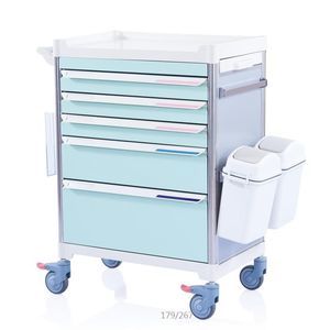 carrinho de distribuição de medicamentos / coletor de lixo / para medicamentos / com 5 gavetas