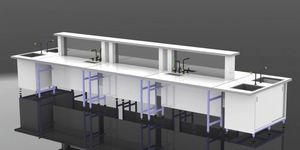 bancada técnica de laboratório com pia