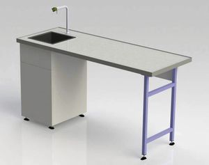bancada técnica de laboratório com pia