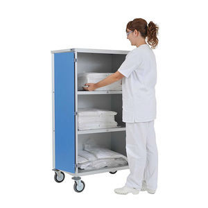 carrinho de transporte / para roupa lavada / com 3 planos / hospitalar