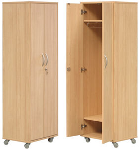 armário para arrumação / para quarto de pacientes / 2 portas / com rodízios