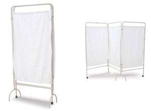 biombo hospitalar com rodízios / 3 faces / com cortina