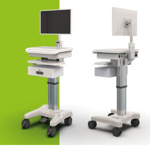 Carrinho para computador médico-hospitalar - AMT500 - Athena Medical - para painel PC / móvel / com gavetas