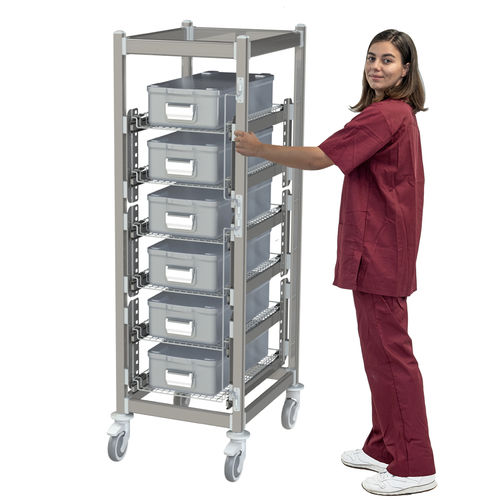 Carrinho para hospital - SALUS U CSSD  - Pegasus Medical Concepts - de esterilização / para material estéril / para containers de esterilização