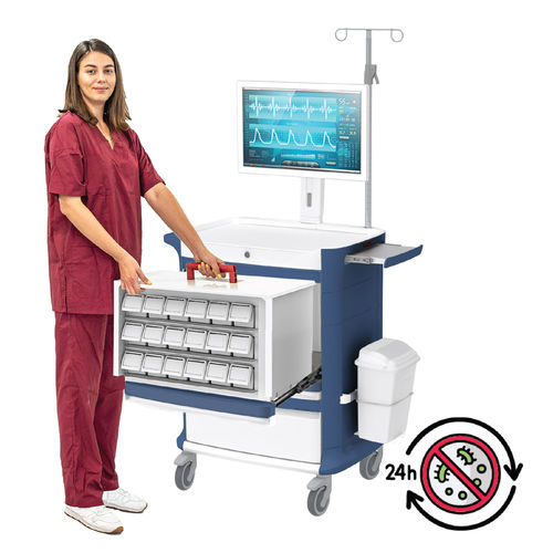 Carrinho hospitalar - Poly Medication All-in-One - Pegasus Medical Concepts - para cilindros de oxigênio / para uso geral / para medicamentos