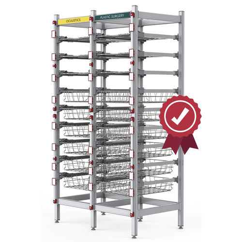 Estante modular - SALUS CSSD + NO-Touch - Pegasus Medical Concepts - para caixas / para cestos / de esterilização