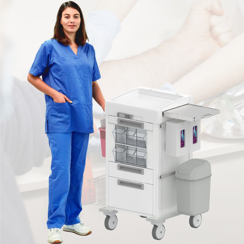 Carrinho hospitalar - ECOLINE 40x40  Phlebotomy Pro 1 - Pegasus Medical Concepts - para material estéril / de laboratório / para medicamentos