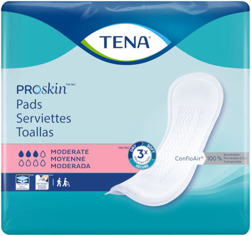 Absorventes higiênicos para mulher - PROSKIN MODERATE - TENA - respirável