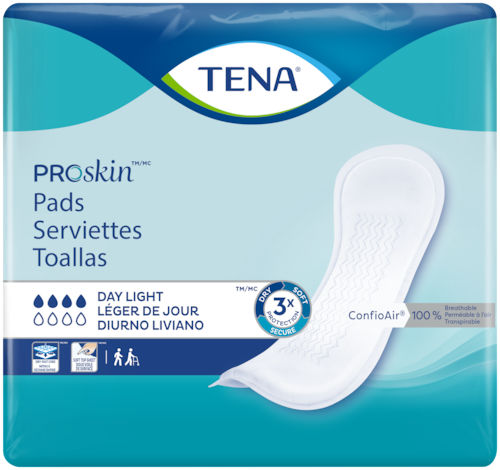 Absorventes higiênicos para mulher - PROSKIN DAY LIGHT - TENA - respirável / caixa de 14 unid.
