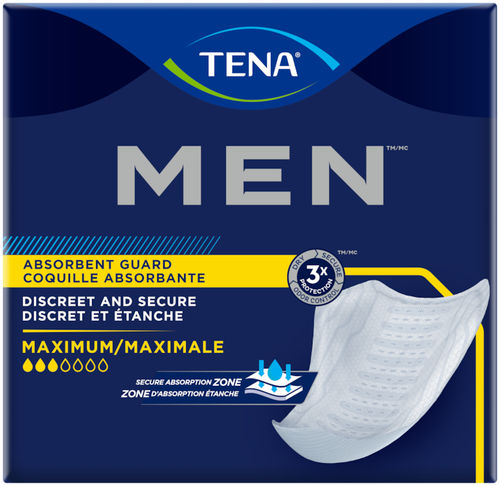 Absorventes higiênicos para homem - Men™ Maximum Guard - TENA - caixa de 20 unid. / caixa de 48 unid.