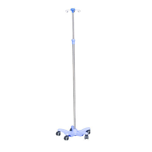 Suporte para soro com rodízios - BIHR002B - BiHealthcare - 4 ganchos / telescópico / em inox