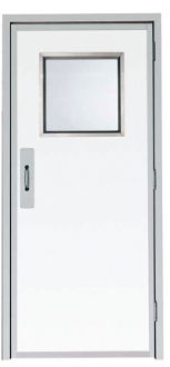 Porta para sala limpa - FSS - AES Clean Technology - de vaivém / em aço inoxidável / com vidro