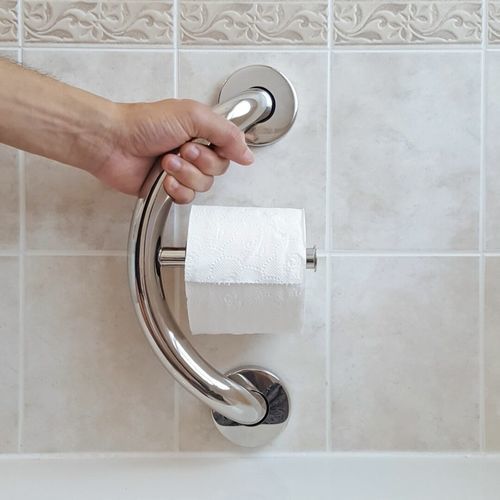 Barra de apoio para banheiro - PLUS-TP - HealthCraft Products - para vaso sanitário / de parede / em aço inoxidável