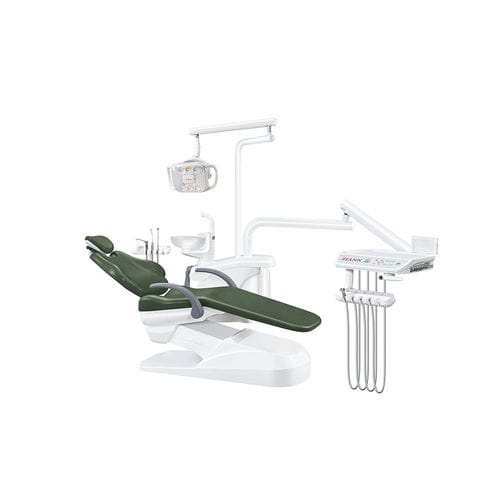 Conjunto odontológico com cadeira de acionamento elétrico - ZA-208C - Foshan Ziann Medical Apparatus Co., Ltd - com apoio de cabeça regulável / com mesa de equipo / com luz LED