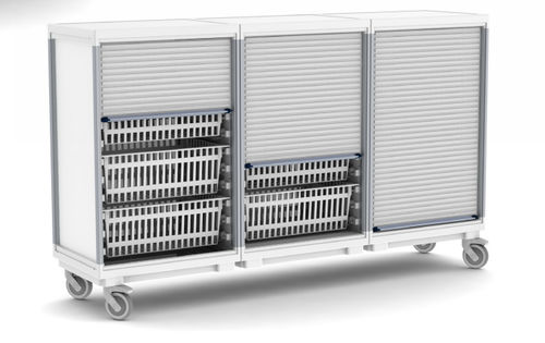 Carrinho com porta persiana deslizante - BBB-M075 - ScanModul® - com cesto / 3 portas / móvel