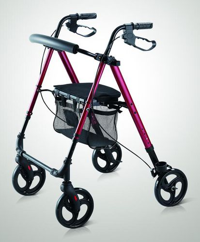 Andador com rodas de 4 rodas - BES-WA35 - Besco Medical - estrutura de alumínio / com assento / com cesto