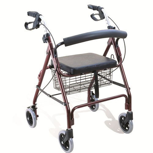 Andador com rodas de 4 rodas - BES-WA27 - Besco Medical - estrutura de alumínio / com assento / com cesto