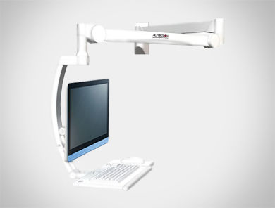 Braço de suporte para monitor articulado - ALPHATRON MEDICAL GmbH - com ajuste de inclinação / para tela / para uso médico