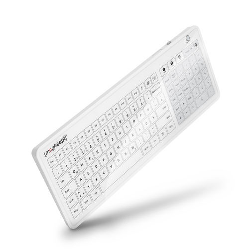 Teclado hospitalar com touchpad - Megasept touch GLASS  - MEGABYTE Systemhaus GmbH - com teclado numérico / de vidro / lavável