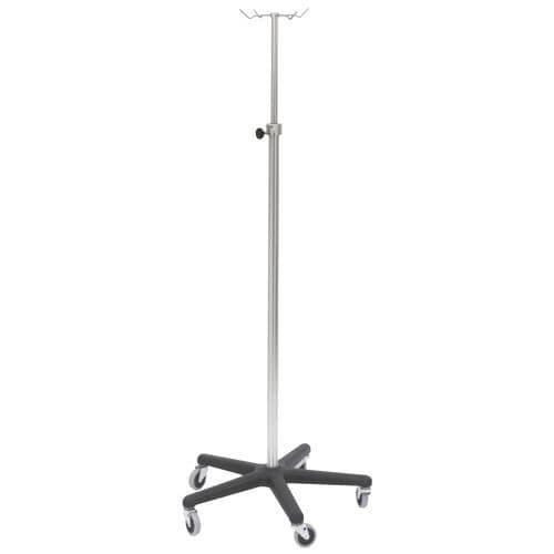 Suporte para soro com rodízios - 741300 - Omnimed - 4 ganchos / em inox / em alumínio