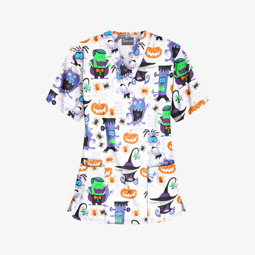 Camisa hospitalar de mulher - Halloween Walk - Uniform Advantage - L / XL / M
