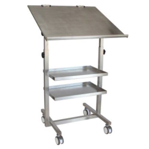 Mesa de trabalho - JT0075 - Juvo Solutions - retangular / com rodízios / em aço inoxidável