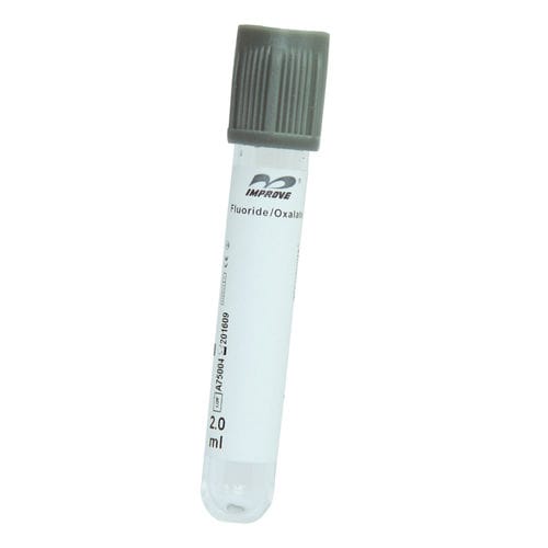 Tubo de coleta cilíndrico - IMPROVACUTER® 672020202, IMPROVACUTER® 673050202 - Improve Medical - para coleta de amostras / de oxalato de potássio / fluoreto de sódio