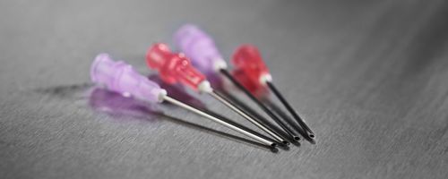 Agulha com dispositivo de segurança - Medoject® - Vitrex Medical A/S - de ponta romba / 18G