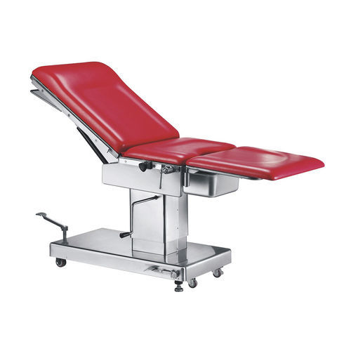 Mesa de exame hidráulica - MT400B - Ningbo Techart Medical Equipment - com altura regulável / articulada em 3 seções / rosa