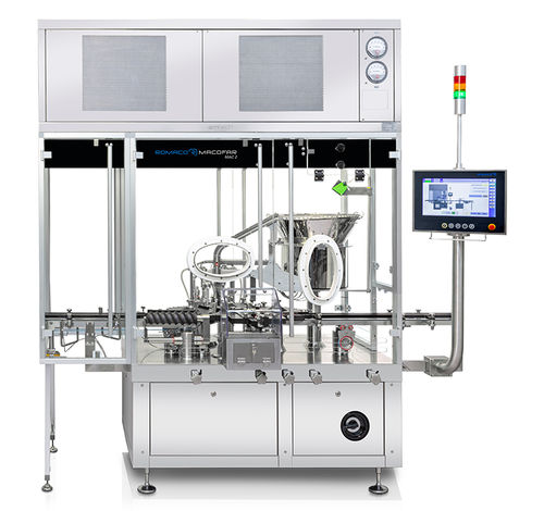 Sistema tampador para frasco - Macofar MAC  - Romaco - para a indústria farmacêutica / automático / contínuo