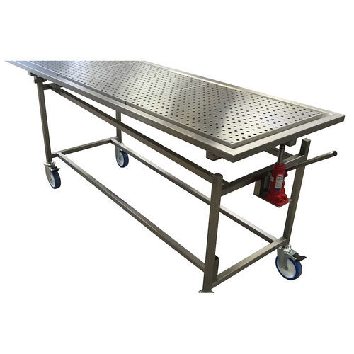 Mesa de embalsamamento hidráulica - Envair - com rodízios / em aço inoxidável