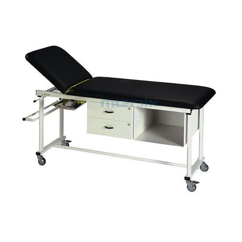 Mesa de exame manual - YA-EC-M03 - Zhangjiagang Medi Medical Equipment - com altura fixa / com encosto regulável / com compartimentos de arrumação