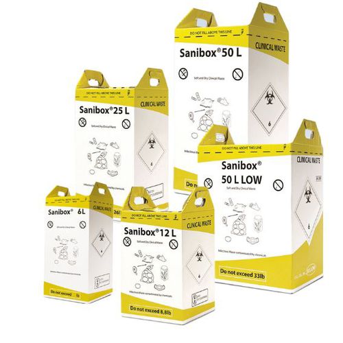 Container para resíduos - SANIBOX® yellow - Daniels Healthcare - em cartão / seguro