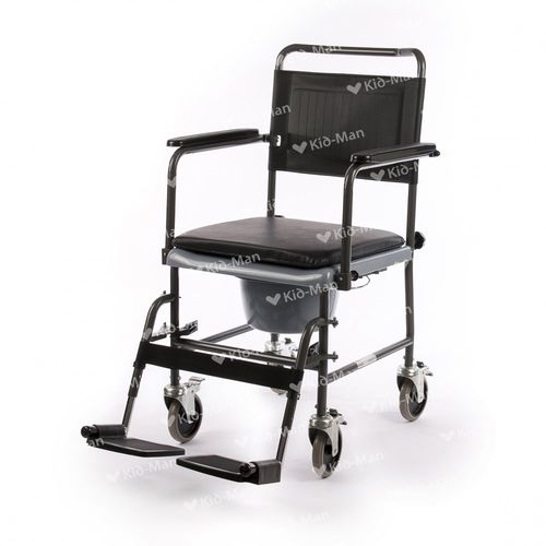 Cadeira higiênica com braços - 02-8015C - Kid-Man - com balde / com rodízios / com apoio para pés
