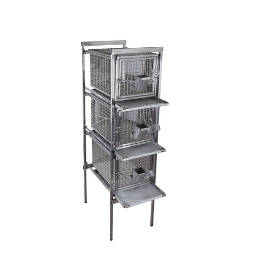 Gaiola veterinária para coelhos - CL-1231 1х3 - Vetbot - modular / em aço inoxidável