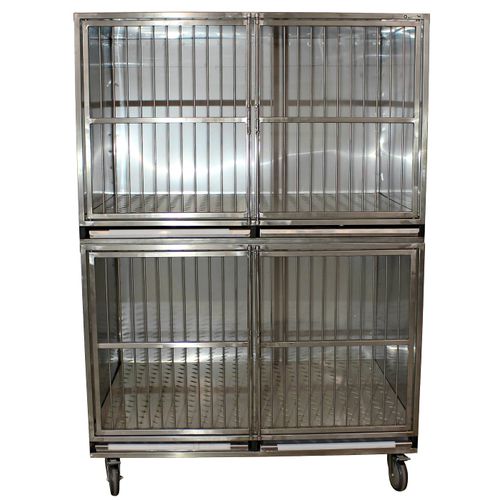 Gaiola veterinária para cães - 80525 - Vetbot - modular / com 2 compartimentos / com rodízios
