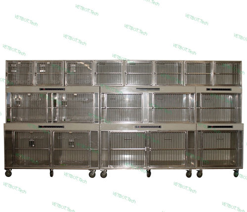 Gaiola veterinária modular - 80546 - Vetbot - em polipropileno / com roda de exercícios / 5 módulos