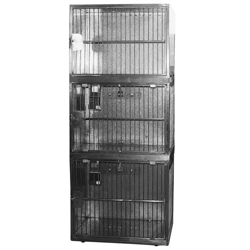 Gaiola veterinária modular - 80744 - Vetbot - com 3 compartimentos / com rodízios / em aço inoxidável