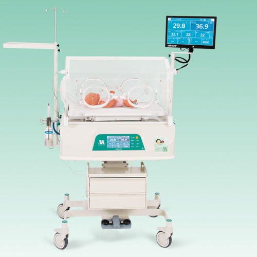 Incubadora neonatal com rodízios - BabyLife® BLF-2001G - MEDICOR Elektronika - com monitor / com balança / com ventilador