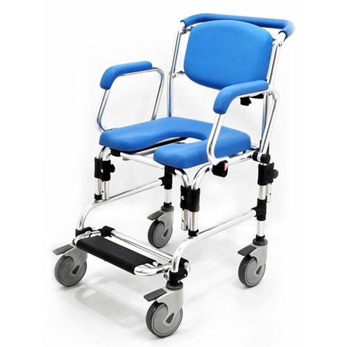 Cadeira de banho com braços - HT6129B-BL - Forever Young Enterprise - com rodízios / com apoio para pés / com abertura higiênica