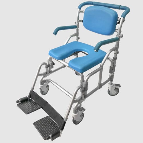 Cadeira higiênica para pessoas obesas - HS6665-BL - Forever Young Enterprise - com braços / com rodízios / com apoio para pés