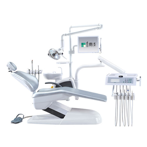 Conjunto odontológico com cadeira de acionamento elétrico - FODE-X1 - Fomos Medical Instrument ltd. - com monitor / com mesa de equipo / com iluminação
