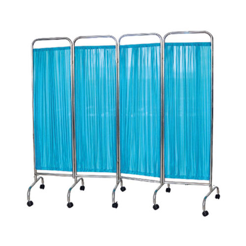 Biombo hospitalar dobrável - HWE-10 - Medi Waves - com rodízios / 4 painéis / com cortina