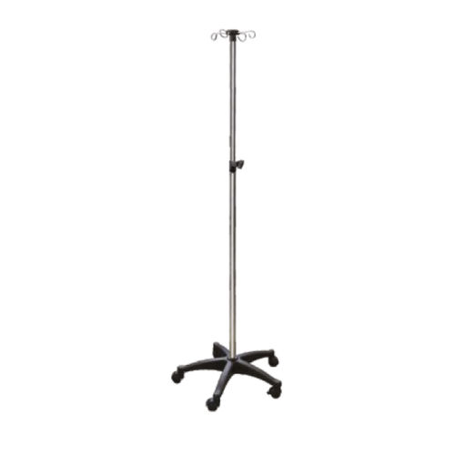 Suporte para soro com rodízios - HWE-23 - Medi Waves - 4 ganchos / com altura regulável