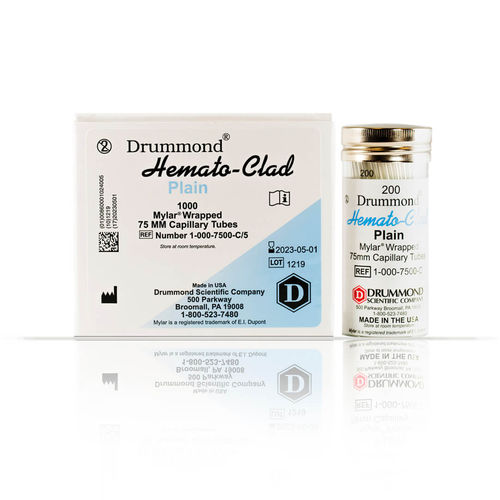 Tubo de coleta para laboratório - HEMATO-CLAD® Mylar® - Drummond Scientific Company - cilíndrico / de sangue / em vidro