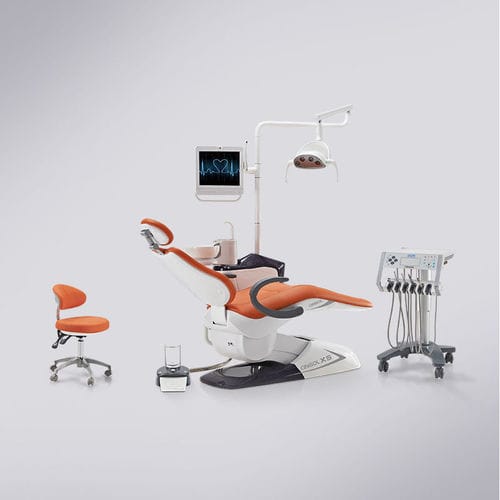 Conjunto odontológico com monitor - X5+ CART - Foshan Cingol Medical Instrument Co.,Ltd - com mesa de equipo / com luz LED