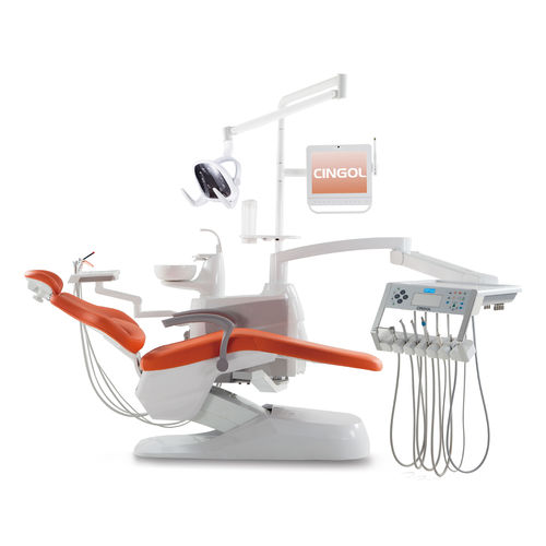 Conjunto odontológico com monitor - CINGOL X5 - Foshan Cingol Medical Instrument Co.,Ltd - com mesa de equipo / com luz LED
