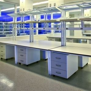 Bancada técnica de laboratório com pia -  Optima™ 2100 - Mott Manufacturing - em inox / freestanding / com prateleiras
