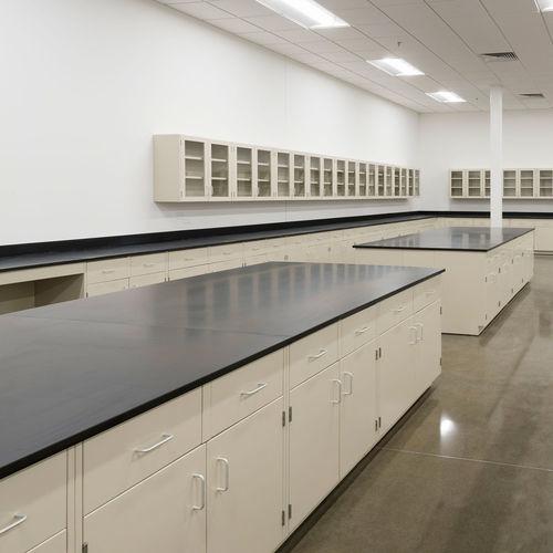 Bancada de laboratório - Mott Manufacturing - com gavetas / com porta / com compartimentos de arrumação
