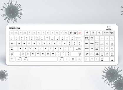 Teclado hospitalar com touchpad - B45 - Bastron - de vidro / USB / sem fio